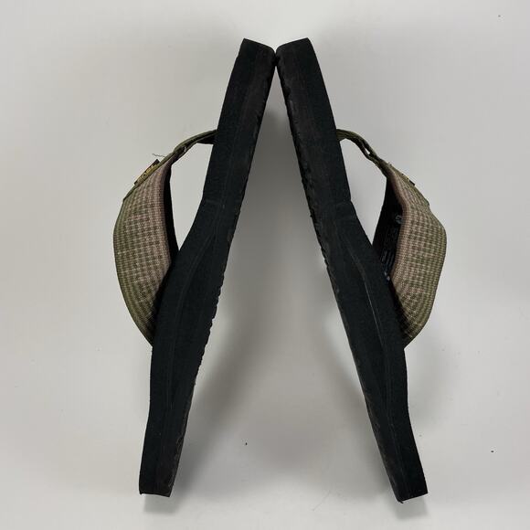 Teva Voya Canvas Flip Flops Mens Size 7 Olive Green Brown Sandals Pool Comfort - Picture 6 of 9